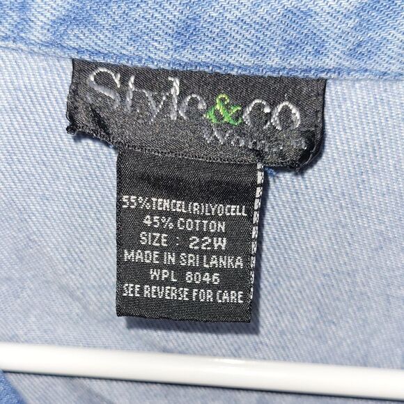 Style & co size 22w blue denim button up jean sweater jacket - Picture 3 of 7